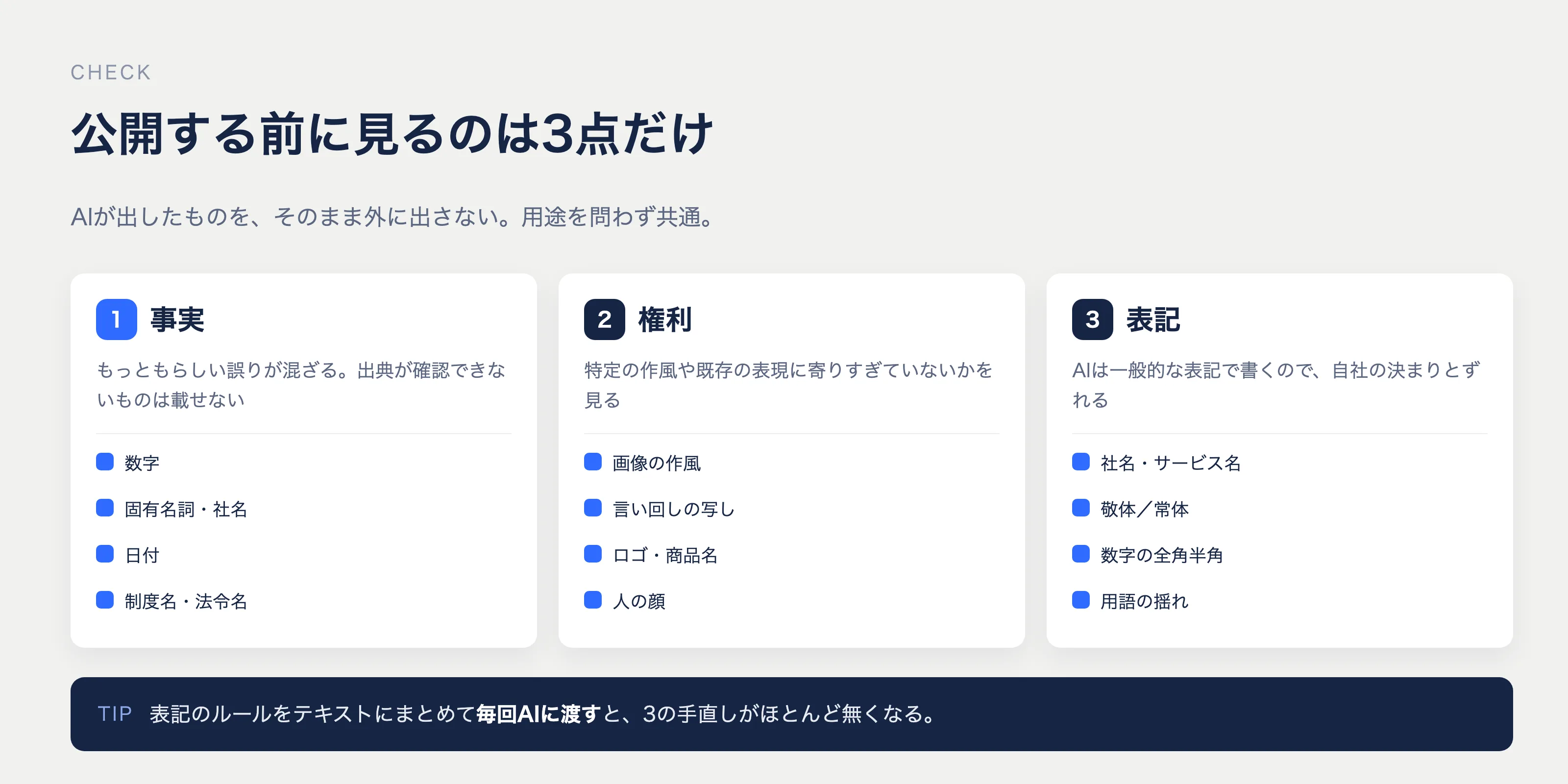AIで作ったものを公開する前に見る3点