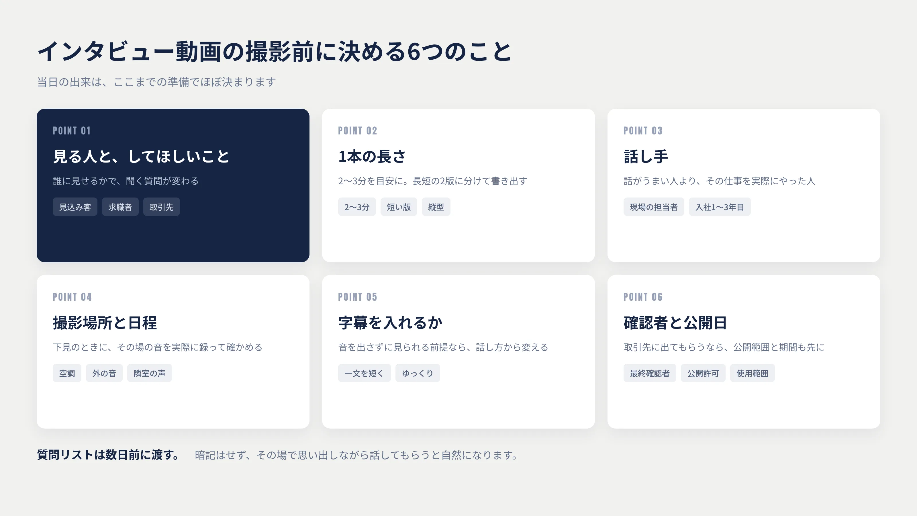 インタビュー動画の撮影前に決める6つのこと